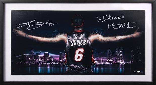 LeBron James Signed & Inscribed "Witness Miami" Panoramic 41.5x23.5" Framed Photo (#9/100) (UDA)